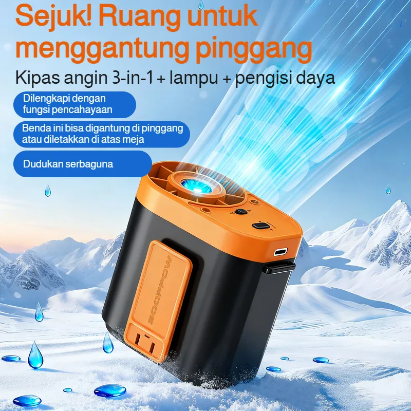 2026 New Waist Clip Fan, Portable Mini Turbo Fan for Outdoor Work, Construction Site, Camping & Travel