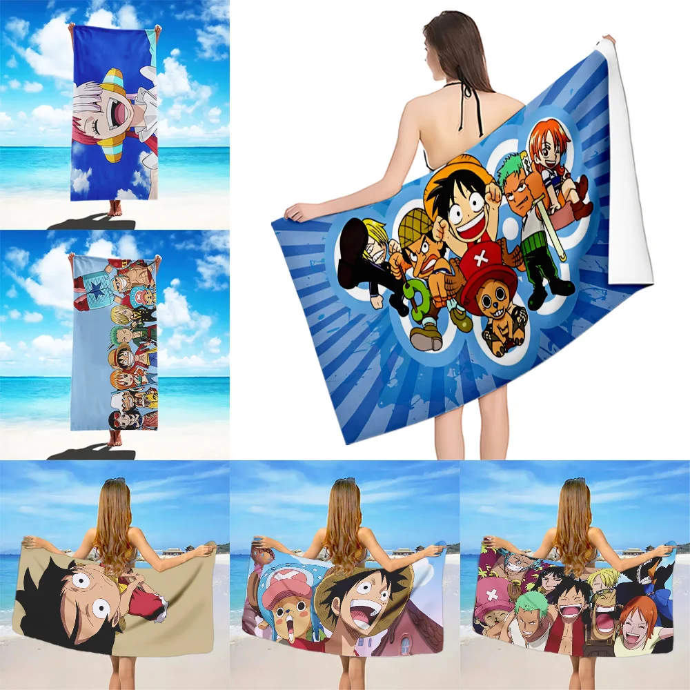 Anime One Piece Ręcznik plażowy z mikrofibry bez piasku Szybkoschnący Miękkie, odporne na piasek ręczniki basenowe Prezent dla kobiet Podróż Siłownia Prysznic Kemping