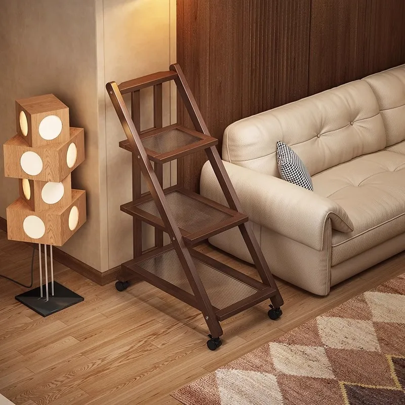 Mobile side table multi-layer storage shelf bookshelf floor-to-ceiling multi-functional snack trolley living room