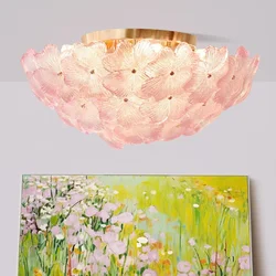 Murano Glass Ceiling Lamp LED colorful flower lamp for living room bedroom retro French Romantic girl kids room decoration light
