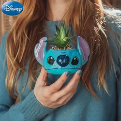 Disney Stitch Decorations Cute Cartoon Succulent Potted Plant Home Desktop Courtyard Office Decoration Pen Holder Resin Ornament