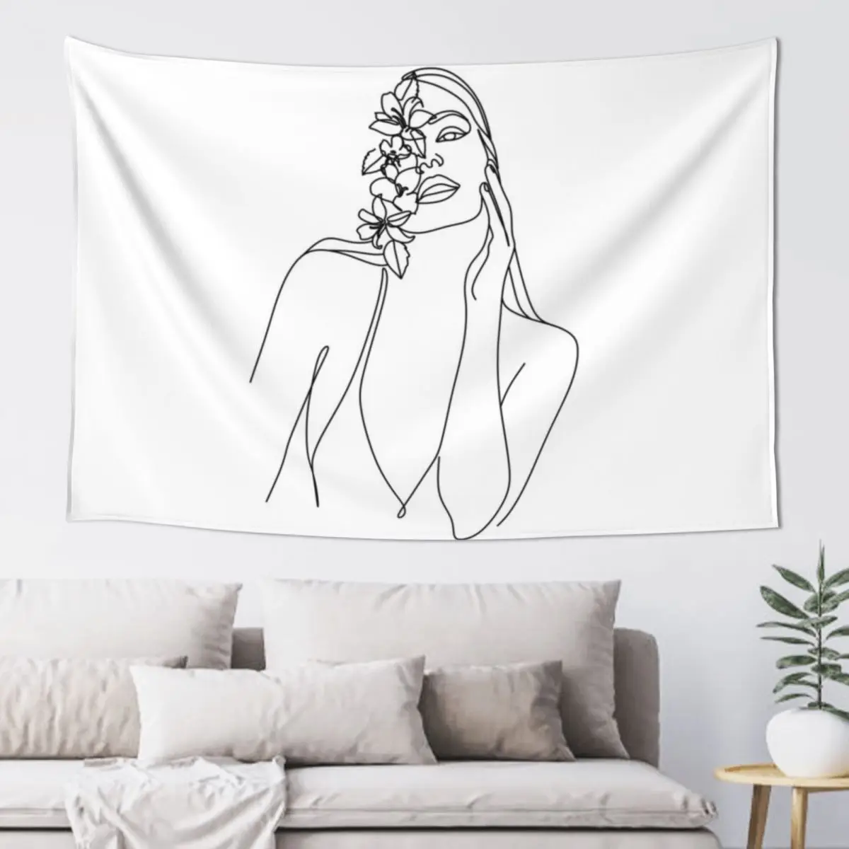 Minimal Line Art Woman Face II Art Print by Nadja | Line art drawings, Abstract face art, Line Tapestry