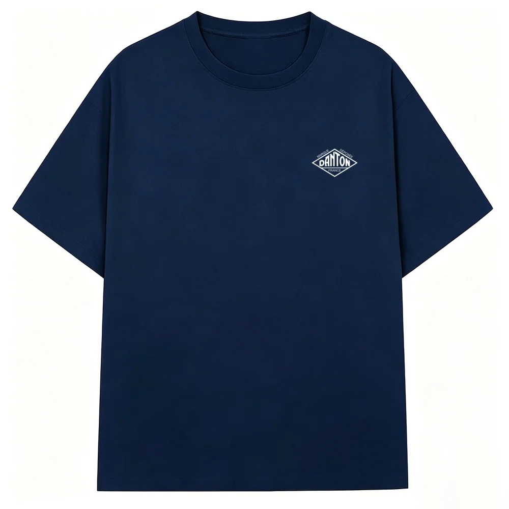 2026 New Japanese Export Style Classic Print Solid Color Loose Cotton Couple Short Sleeve Unisex T-Shirt