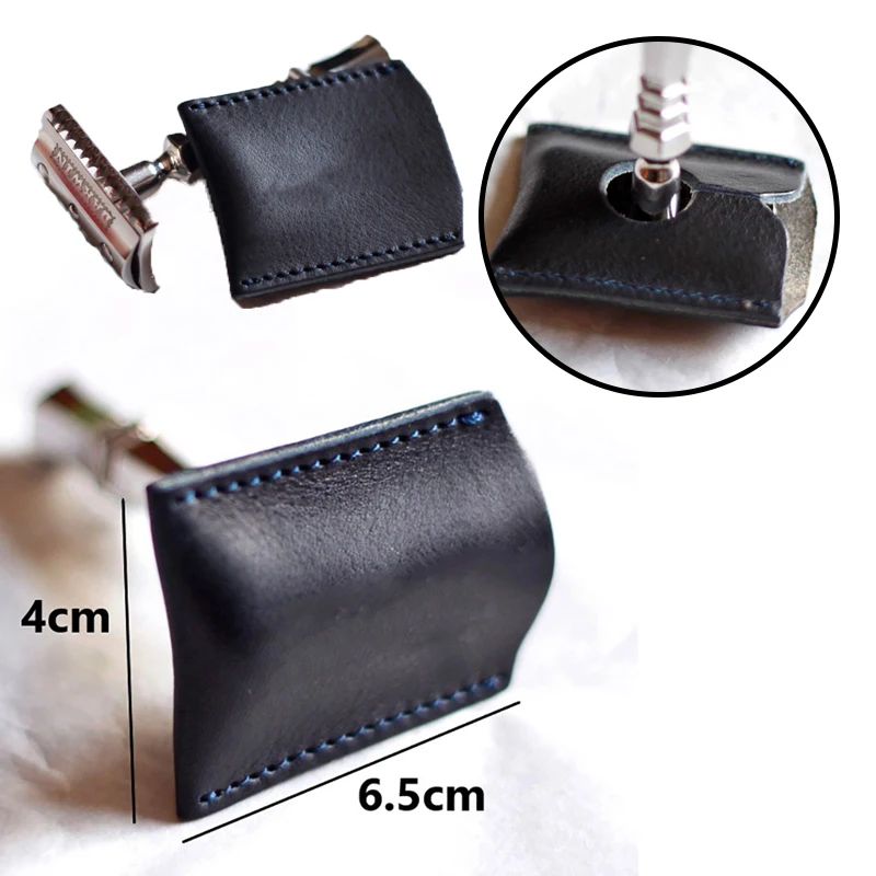 1PC Double Edge Safety Razor Head Sleeve Protective Case Leather Without Razor Razor Case