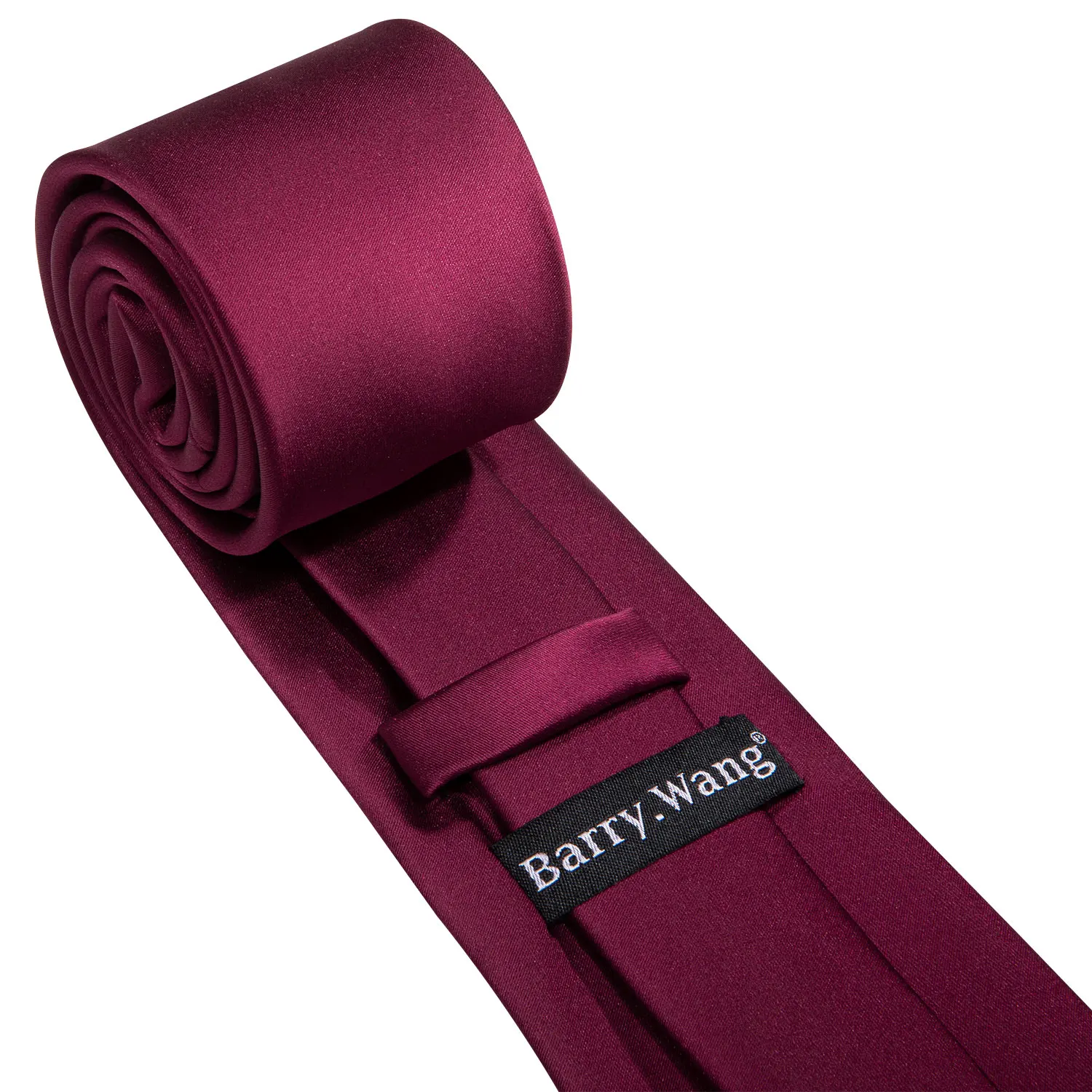 Burgundy Solid Silk Mens Tie Pocket Square Cufflinks Set Smooth Plain Necktie Cravat For Male Wedding Business Party Barry.Wang