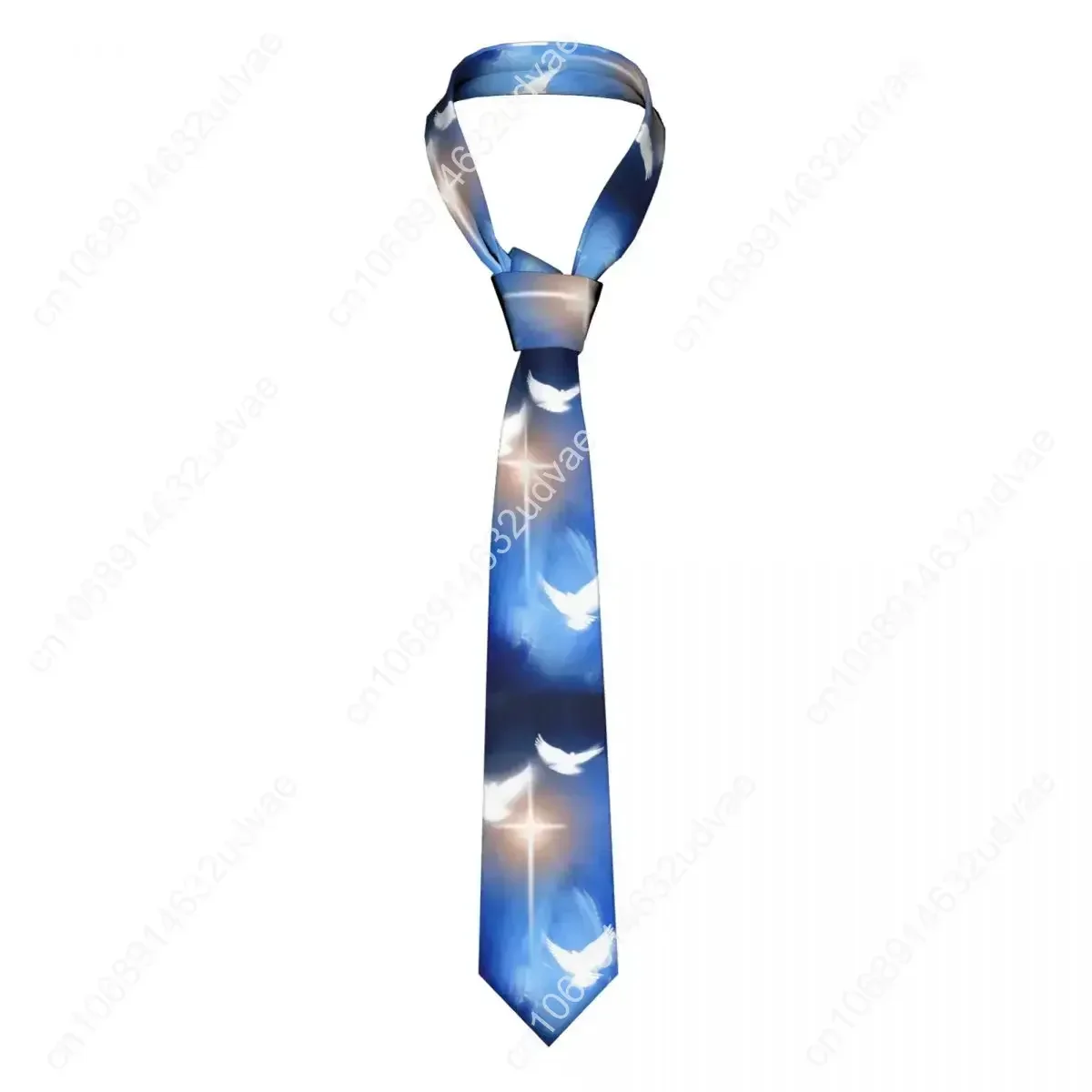 Croix chrétienne lumineuse avec trois colombes cravates hommes femmes Polyester 8 cm cravates pour hommes costumes étroits accessoires