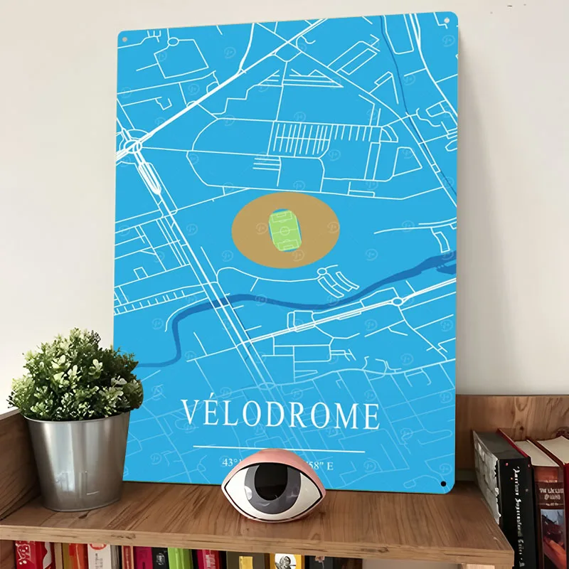 ملصق معدني من Velodrome لعناصر الديكور المنزلي، علامات قصدير معدنية قابلة للتخصيص لملصقات تزيين فنية جدارية على الحائط