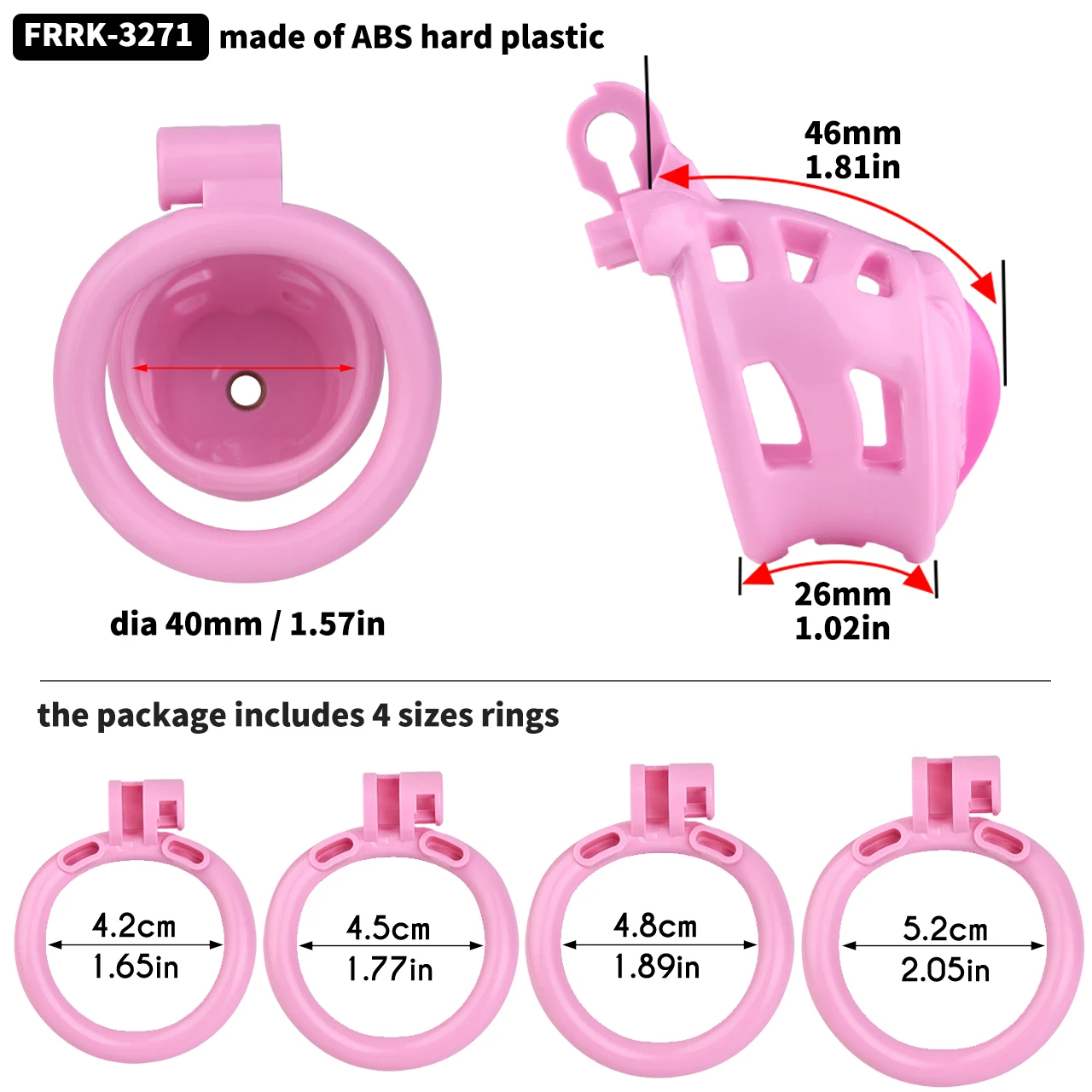 FRRK ABS الراتنج كس العفة قفص مجموعة القضيب مجرى البول الشفرين قفص القضيب 4 حجم حلقات القضيب حزام العفة الجنس لعب الكبار للرجال