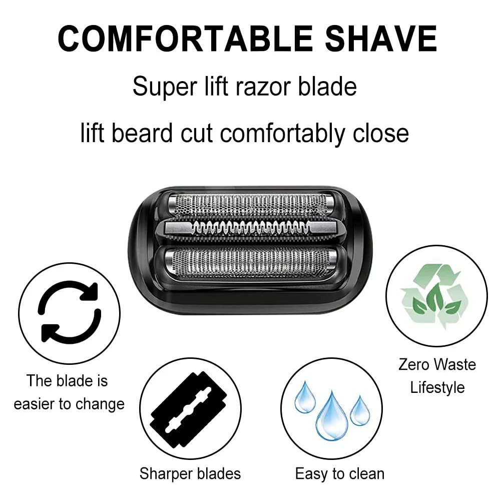 A02V-53B Shaver Foil & Cutter Replacement Part for Braun Series 5, Razors 5020S, 5018S, 5050Cs, 6020S, 6075Cc, 6072Cc