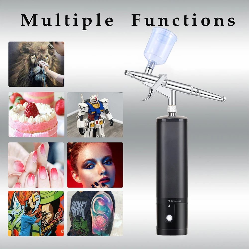 TM100-116W Cordless Airbrush Air Rechargeable Compressor Makeup Kit Nail Art Car Super Quiet Replace Battery Pneumatic Tool