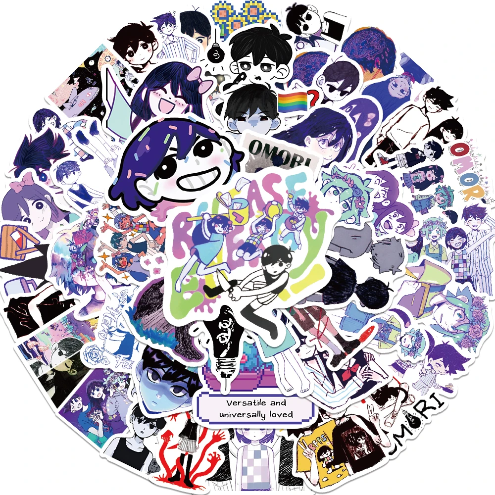 50pcs Game Omori Sunny Basil Stickers Anime Decal Waterproof Graffiti Skateboard Motorcycle Laptop Cartoon Sticker for Kid