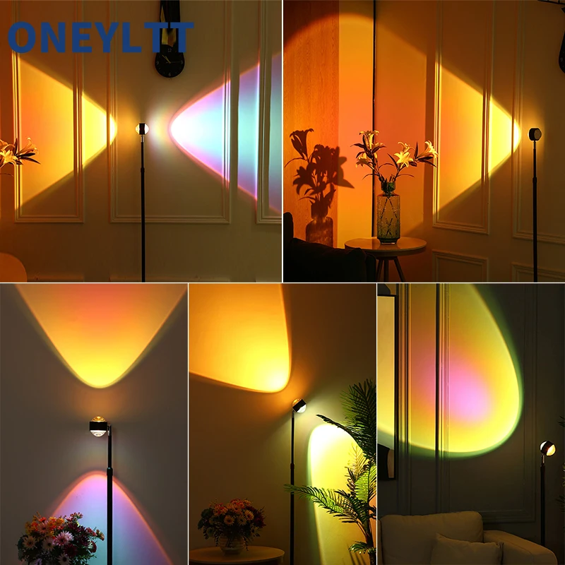 Double-headed floor lamp adjustable height romantic sunset bedroom Led projection lamp bar floor lamp dance floor night light