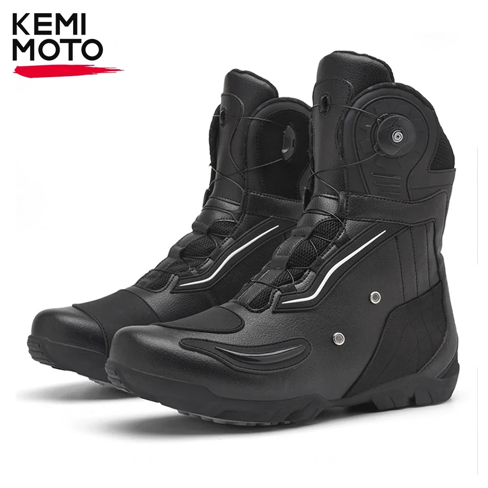 

Motorcycle Men Boots Racing Shoes Riding Breathable Soft Boots Durable Off-road Motorbike Rubber Anti-kick Protection Equipment