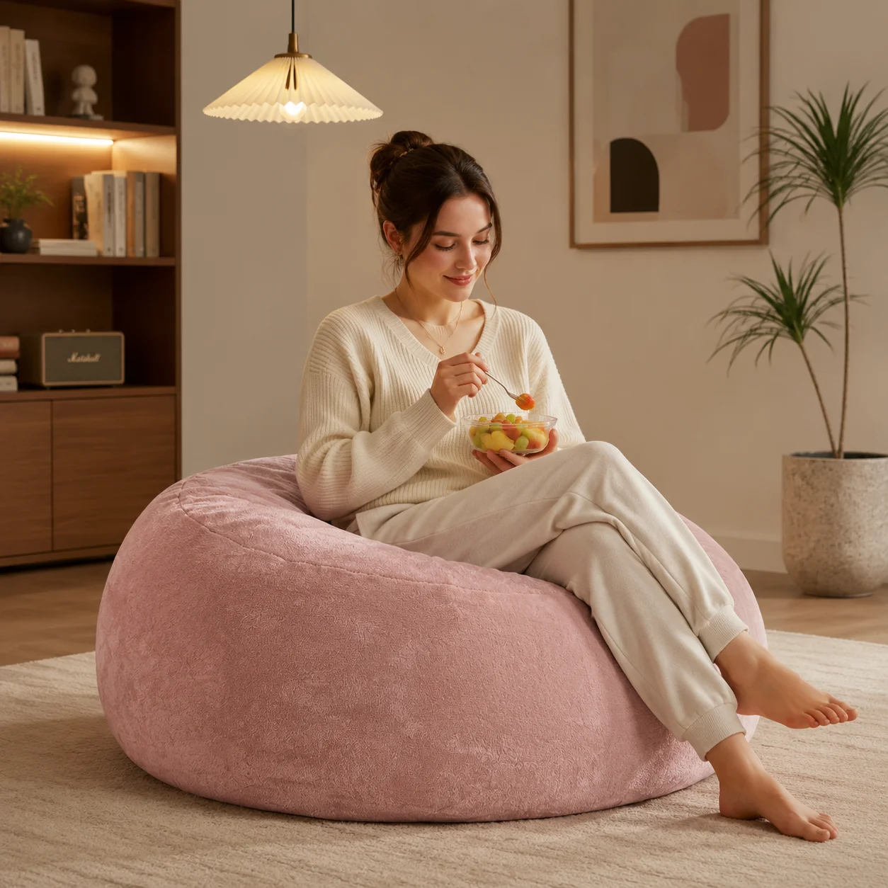 120cm luxurious puf chair, equipped with adult synthetic skin, spacious and comfortable recliner, is very suitable for the decoration of living room, bedroom, student dormitory, office and family.