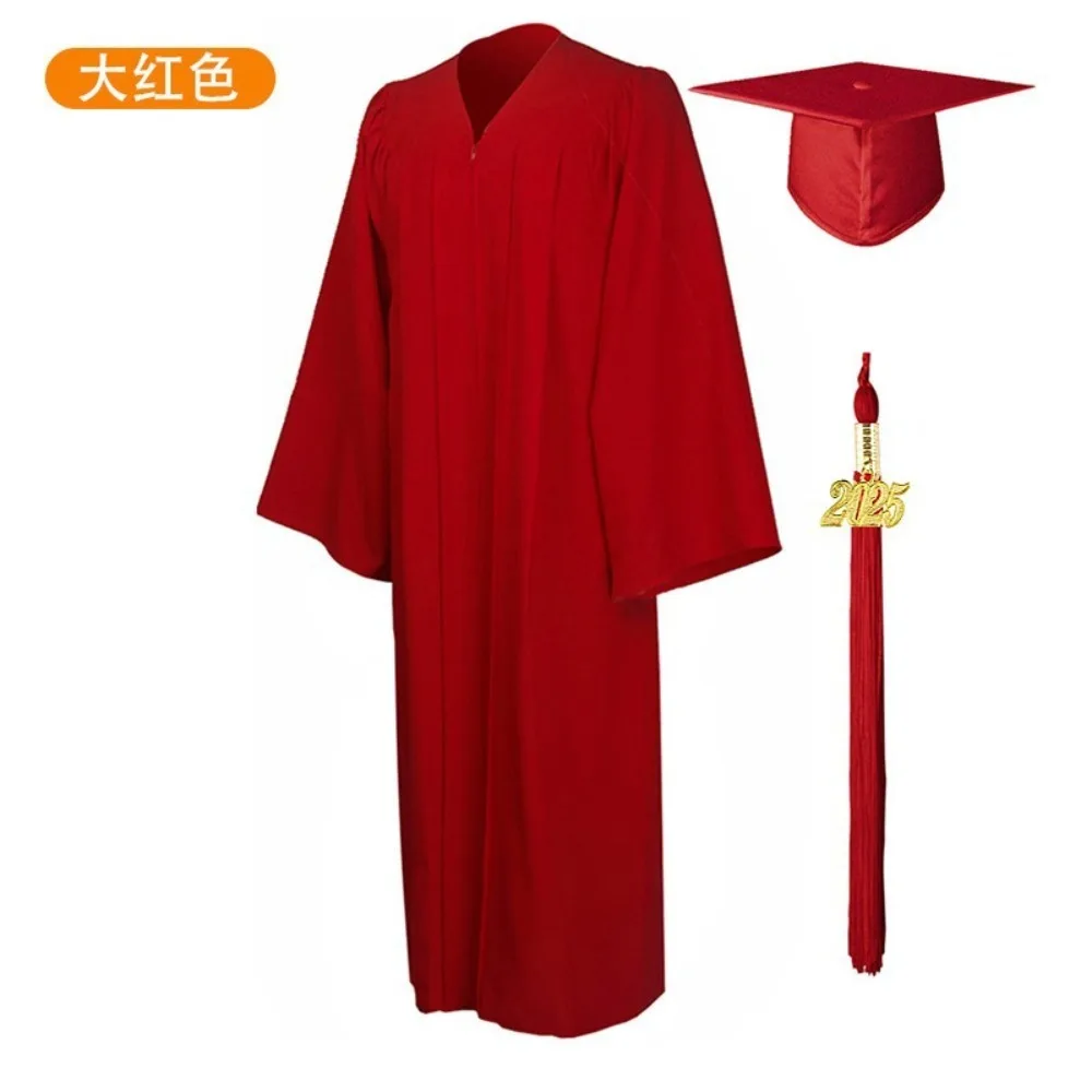 2025 Costume da laurea unisex per liceo e addio al celibato, abito da laurea da donna, abito da laurea morbido con set di nappe per cappello