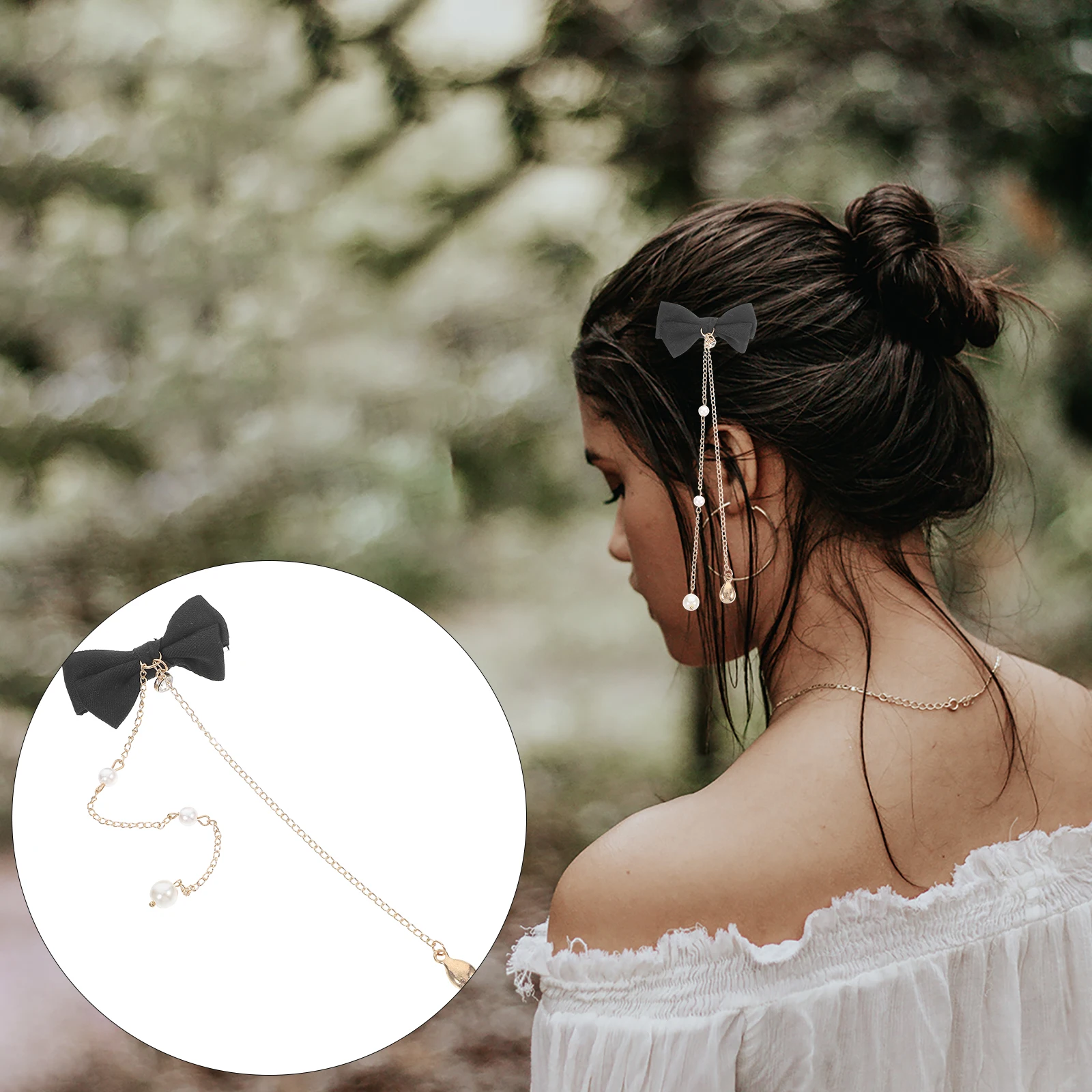 

2pcs Hairpin Clips Kids Bows Dangle Barrettes Tassel Chain Bowknot Beaded Hair Bow Special Occasions Wedding Bridal Shower Gift