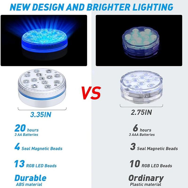 ضوء led غاطسة لحمام السباحة ، ضوء للماء مع جهاز التحكم عن بعد