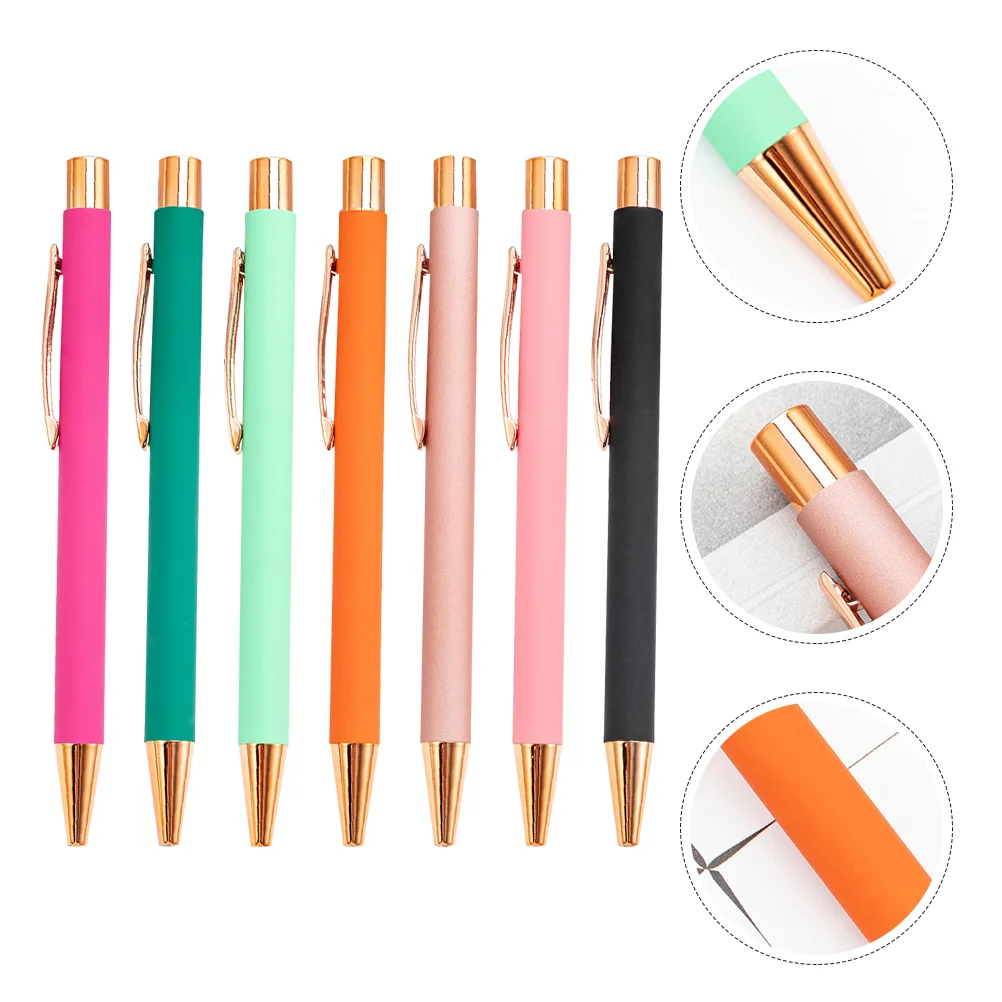 

7 Pcs Black Pens Rose Gold Ergonomic Ballpoint Writing Supply Adorable Home Supplies Office