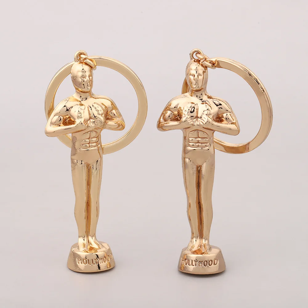 oscar keychain Golden Man Statue Trophy Children's Competition Award Medal Home Decor Figurines Ornaments