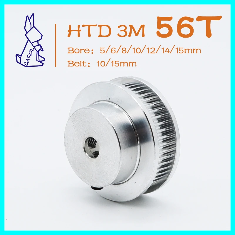 HTD3M 56Teeth 56T Timing Pulley Belt Width 10 15mm 3M Belt Pulley Bore 5 6 8~12 14 15mm HTD3M 56 Teeth Synchronous Wheels Pulley