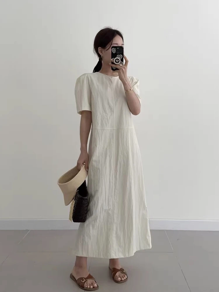 Elegancki letni luźny krój, swobodny styl, rozcięcie, długi rękaw, moda damska, koreański styl, luźna talia.