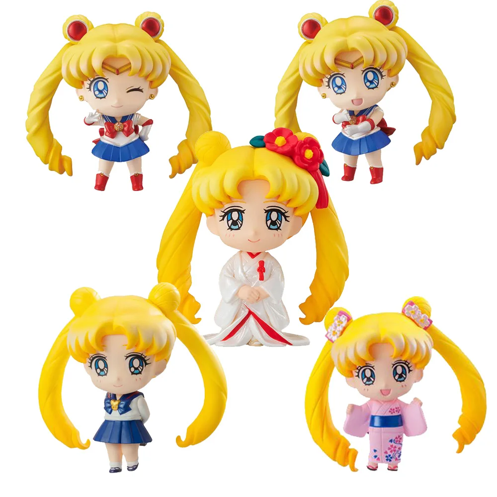 5 Stuks Anime Matroos Maan S Figuur Cartoon Figuarts Mini Kaiou Michiru Tomoe Hotaru Meiou Setsuna Speelgoed Voor Meisjes Model Cadeau Poppen