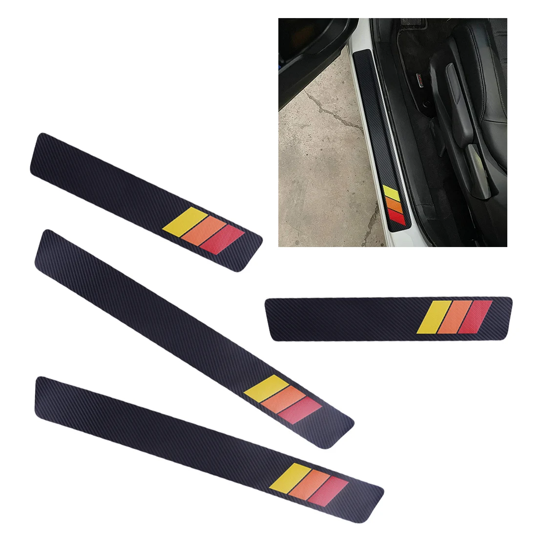 

4 шт., накладка на порог автомобиля, защитная накладка, наклейка, подходит для Toyota Highlander 4Runner Camry Rav4 Sequoia Tacoma