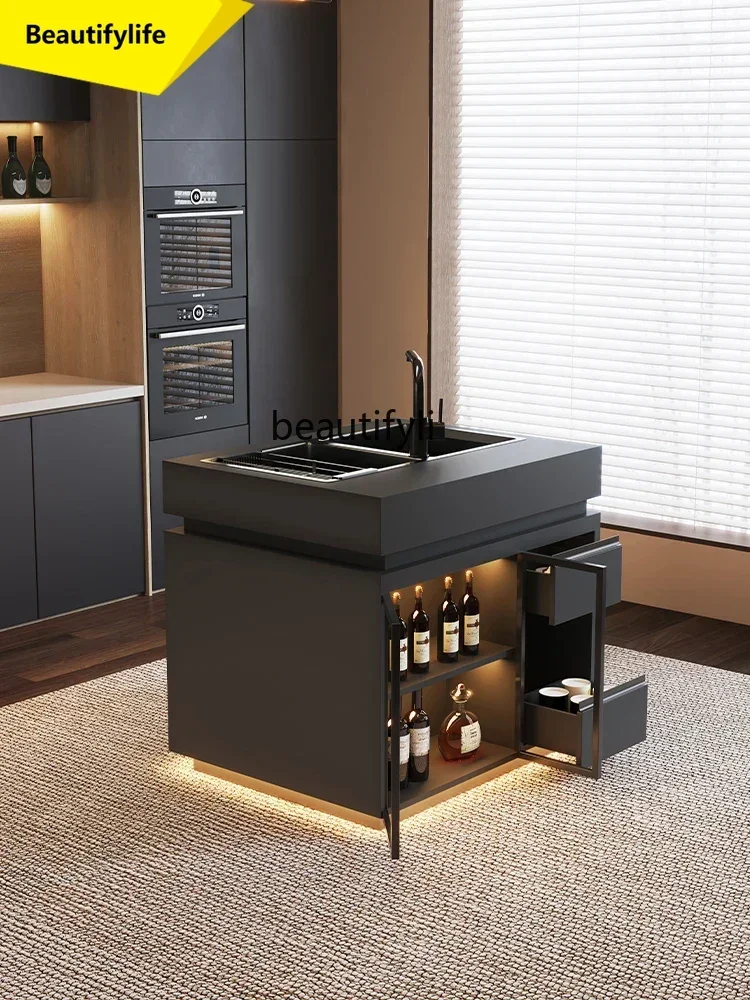 

Q181 Single island cabinet dining table household light luxury integrated bar table dining table restaurant new high-end sense