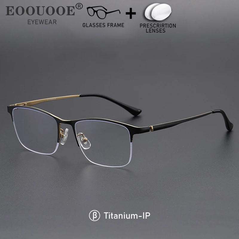 

Half-Frame Men Optical Glasses Titanium Eyewear Prescription Recipe Lenses Progressive Myopia Reading Eyeglasses Correct Vision