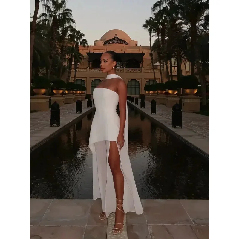 JINIA Strapless Ribbon Maxi Dress |   Mesh Patchwork Backless Elegant Beach Vacation Robe 2025