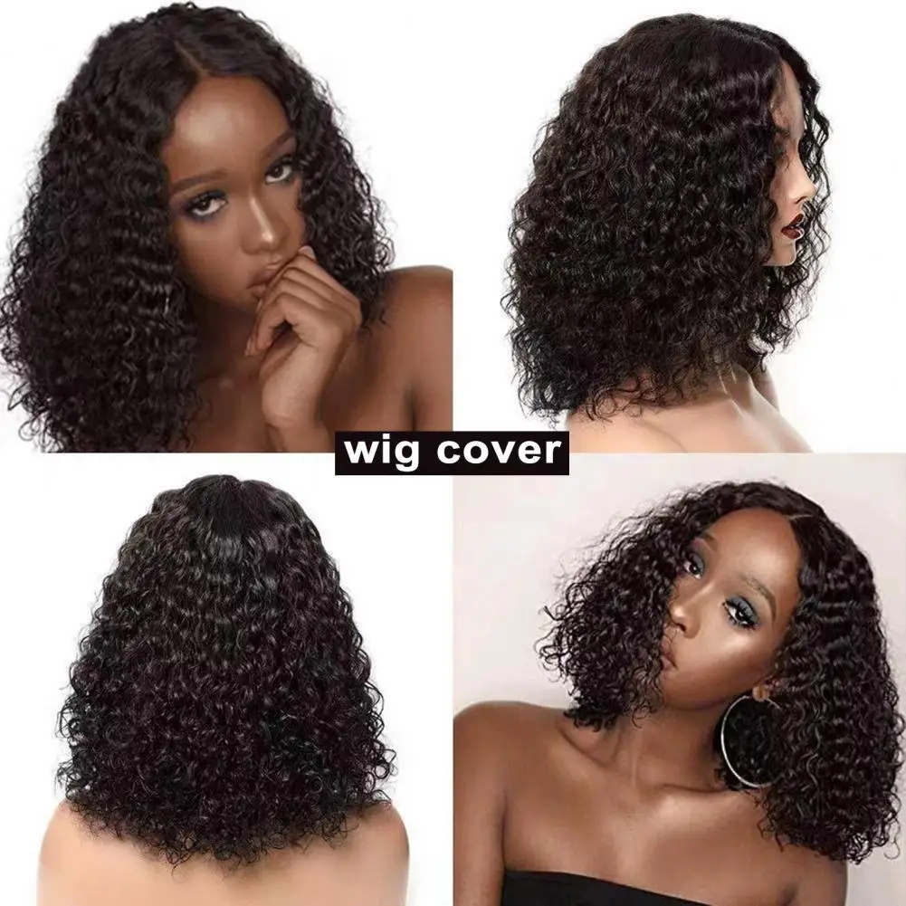 Hair Wig Water Wave Bob Wig Glueless Natural Look Small Curly Exploded Haircut with Centre Parting Human Hair Wigs for Women