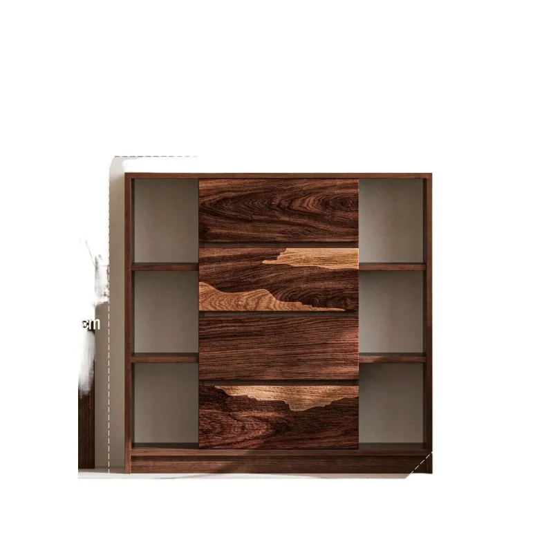 Wabi-sabi wind dining cabinet, solid wood tea side cabinet, Duobao Pavilion storage cabinet, homestay tea room bucket cabinet