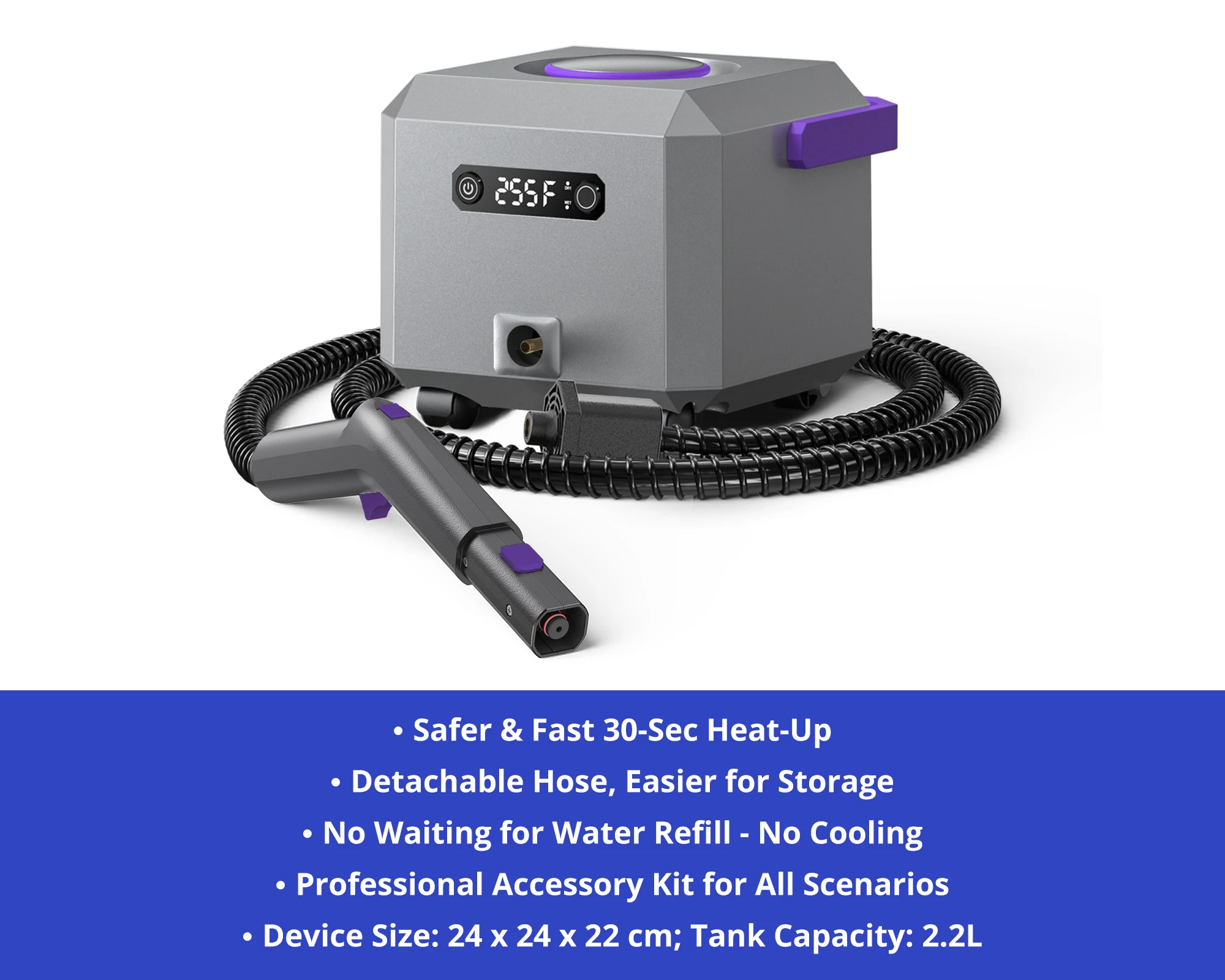 Limpador a vapor destacável multifuncional limpador a vapor de alta temperatura 1600-2600W esterilização limpeza profunda para casas e carros