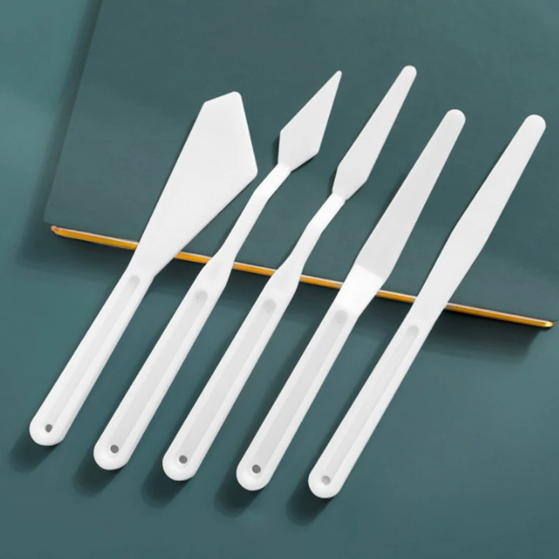 5PCS/set Mixed Plastic Palette Knife Set Scraper Spatula Shove Knife Painting Artist Oil Painting Watercolor Tools For Students