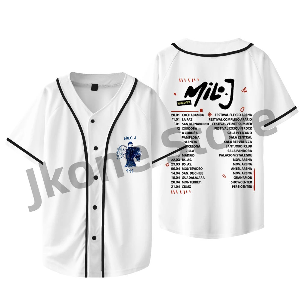 Milo J Tour Merch Baseball jacke neues Logo Merch Frauen Männer Mode lässig Kurzarm T-Shirt