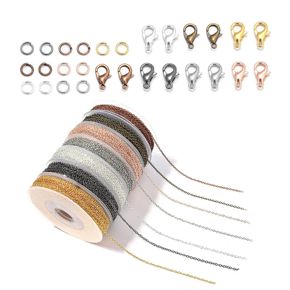 

1 set 1 Set Electroplated Jewelry Chain Accessories Lobster Buckles For Diy Necklace Bracelet Making Craft Supplies Chain Kit