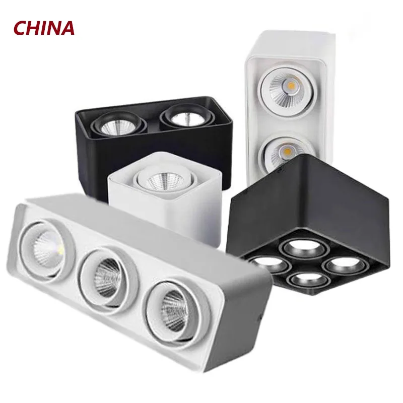 Dimmable LED square surface mounted downlight 7W GU10 fixed cylindrical ceiling spotlight bedroom light waterproof for home use