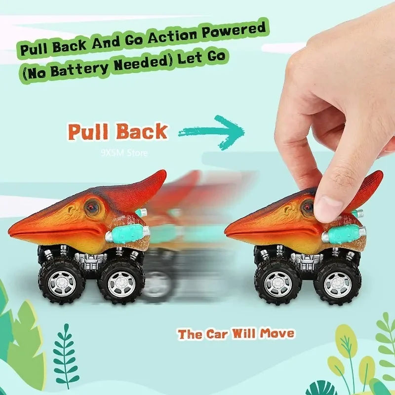 Simulation Dinosaur Pull-back Toys Inertia Sliding Large Tire Beast Truck Model Display Kids Educational Toy Boy Birthday Gifts