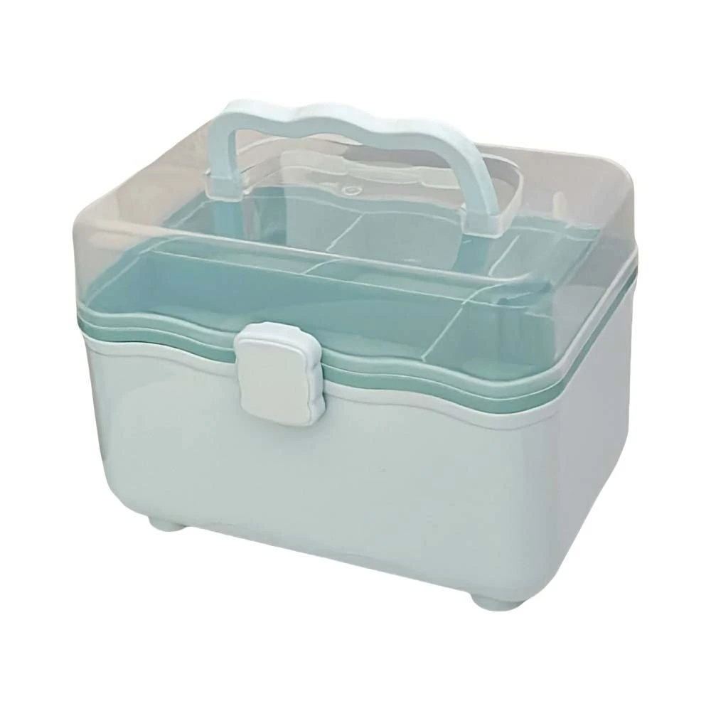 

Cosmetic Case 2 Layer Storage Box Jewelry Case Nail Art Box Desktop Organizer Waterproof Dustproof Family Emergency Kit Box