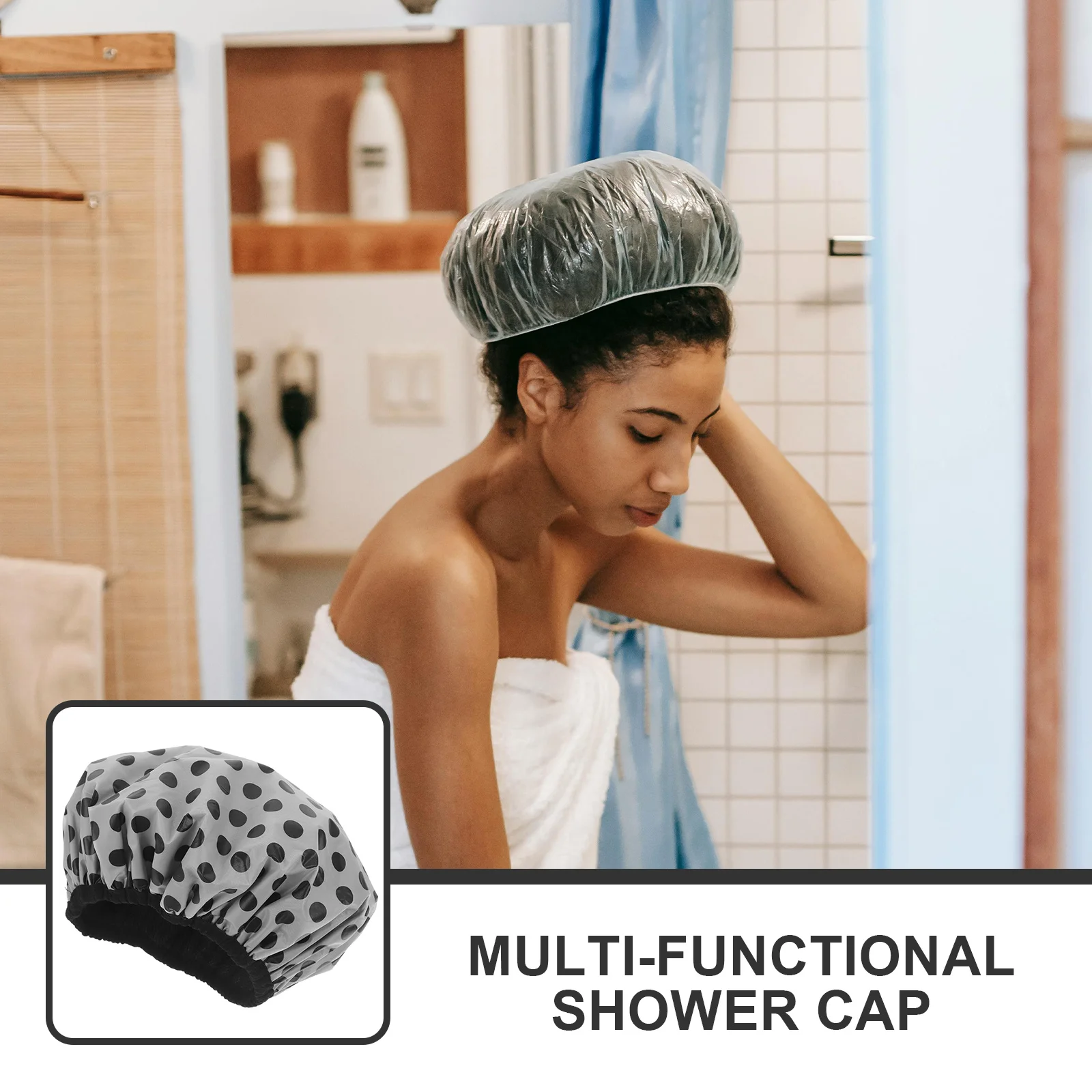 

2Pcs Shower Cap Waterproof Women Three Layer Bathing Hair Drying Hat Lightweight Multi Use Bath Cap Shower Hat