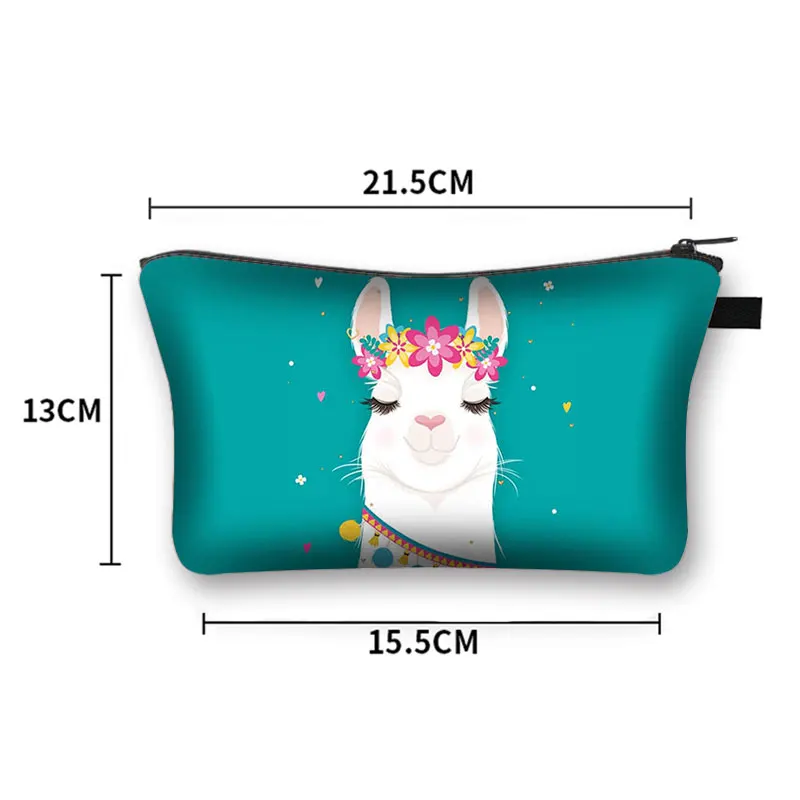 Lovely Animal Alpaca / Llama Water Resistant Cosmetic Case Small Toiletry Bag for Ladies Large Capacity Storage Cosmetic Bags