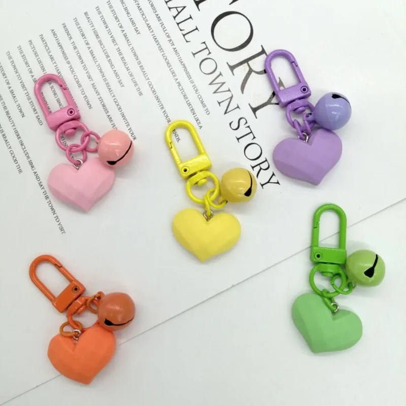 

Women’ Cute Solid Color Heart Keychain Bag Bell Accessories Headphone Bag USB Flash Drive Pendant Key Chains Gift Wholesale