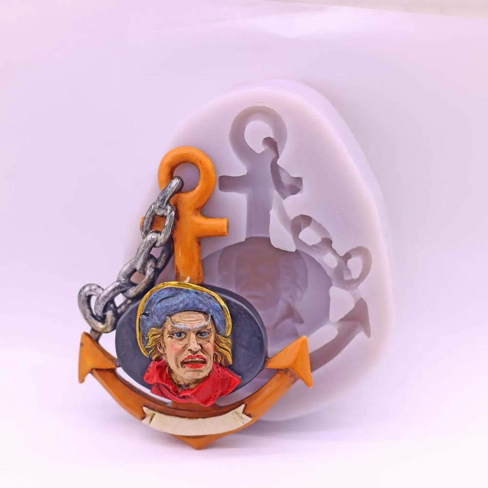3D Anchor Silicone Fondant Mold Cake Decorating Baking Topper Chocolate Candy Mould Pirate Badge