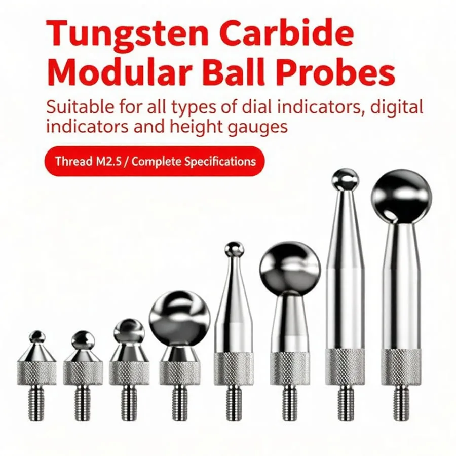 M2.5 Thread gear measuring probe for tooth pitch detection Hard alloy ball head gear radial runout tester Modular probe