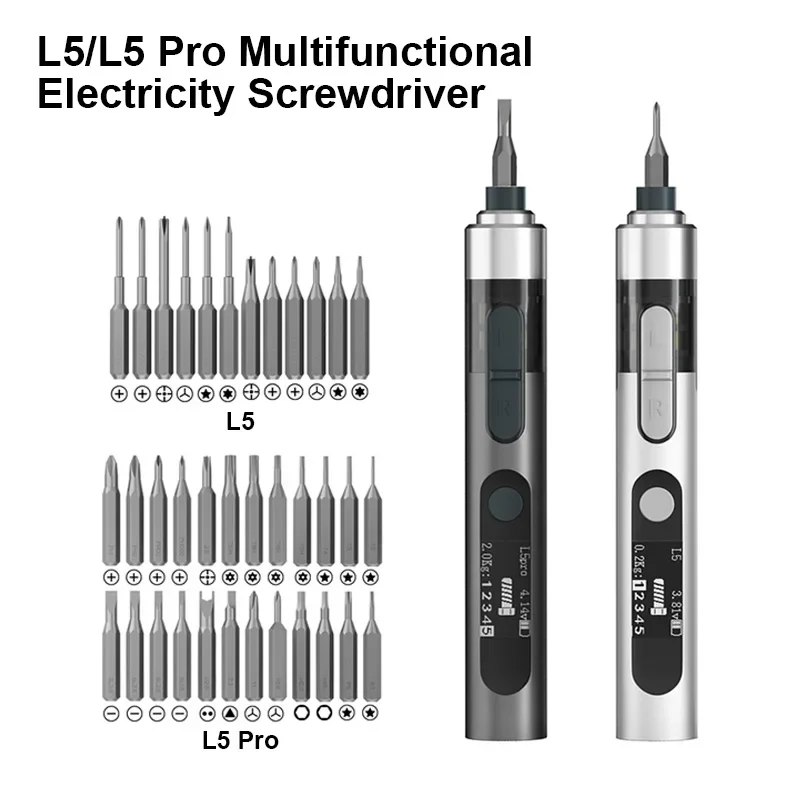 

MaAnt L5 Pro Multifunctional Electric Screwdriver Set with 12/24 Batch Heads for Mobile Phone Repair Disassembly Screwdriver