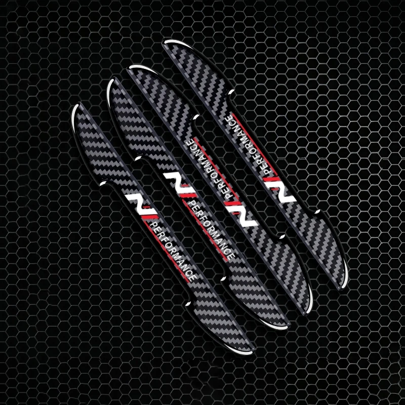 4PCS Carbon Fiber Protective Strip Car Side Door Edge Protector Anti-collision Sticker For Hyundai N Performance Car Accessories