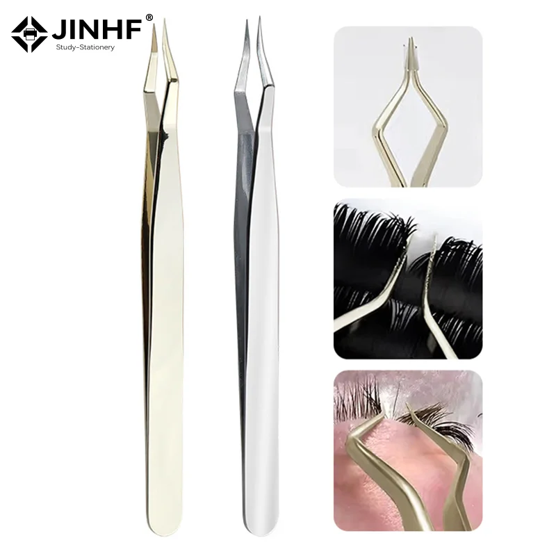 Pincettes pour Extensions de cils, 1 pièce, pour artistes de cils, pincettes antistatiques de haute précision en acier inoxydable, outils de maquillage incurvés et droits
