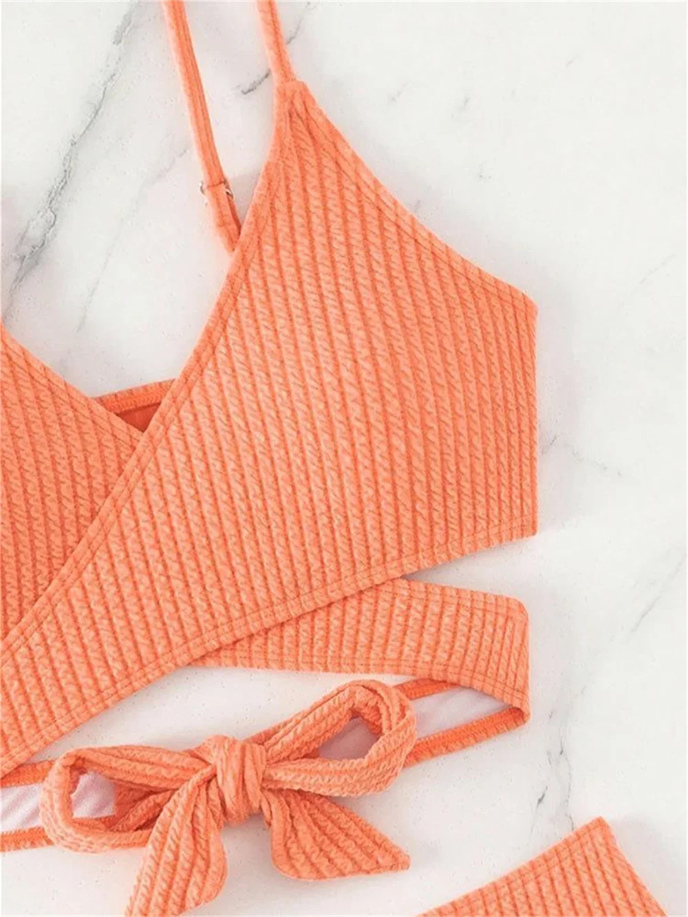 Sexy Cross Bandage Push Up Bikini Black Y2K High Waist Sling Swimsuit Ribbed Beach Outfit Bathing Suits Women Vacation Swimwears