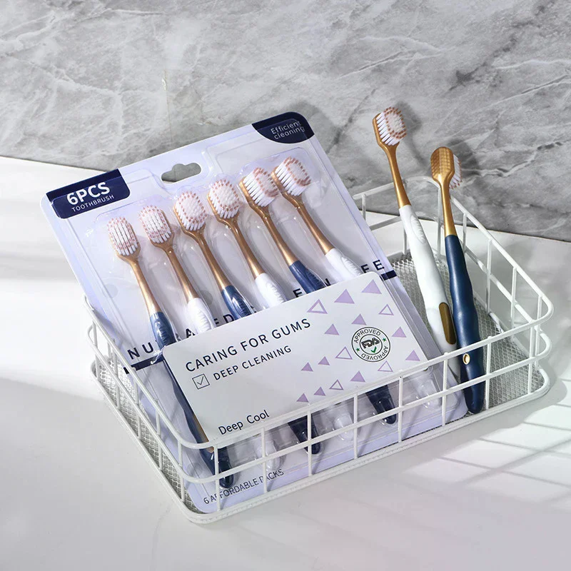 6Pcs Wide Head Soft Long Head Adult Big Head Toothbrush Comfortable Teeth Super Soft Oral Cleaning Brush