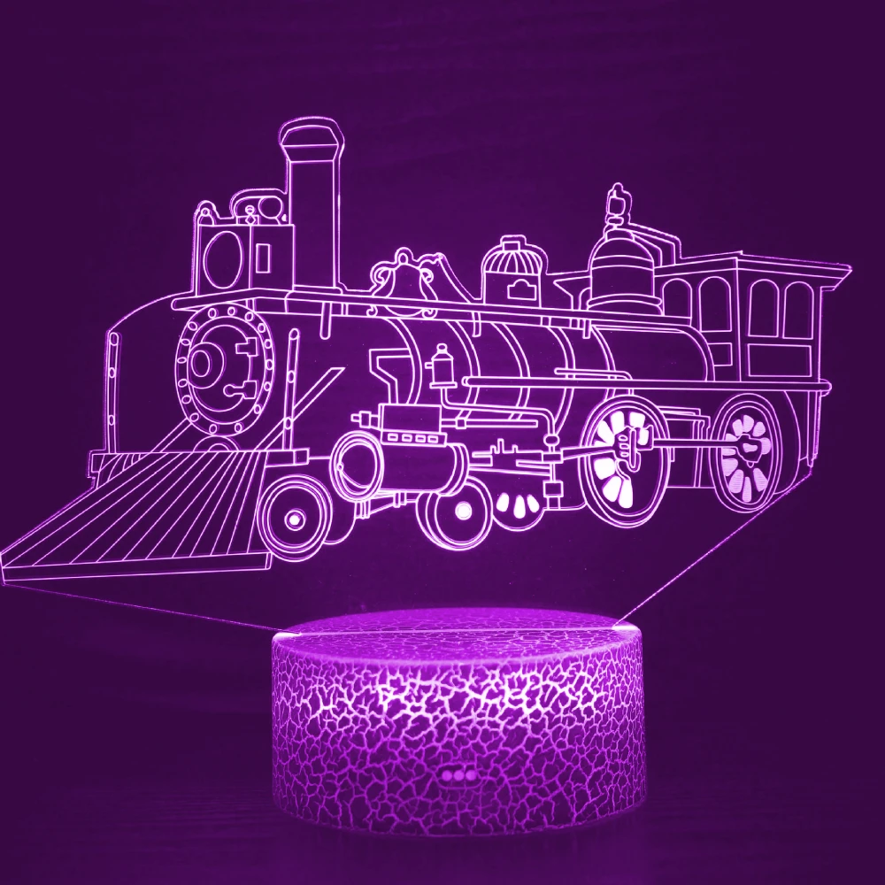 Train Night Light,for Boys Bedroom Steam Train 3D Illusion Lamp 7 Colors Changing Creative Birthday Xmas Gifts for Toddler Kids